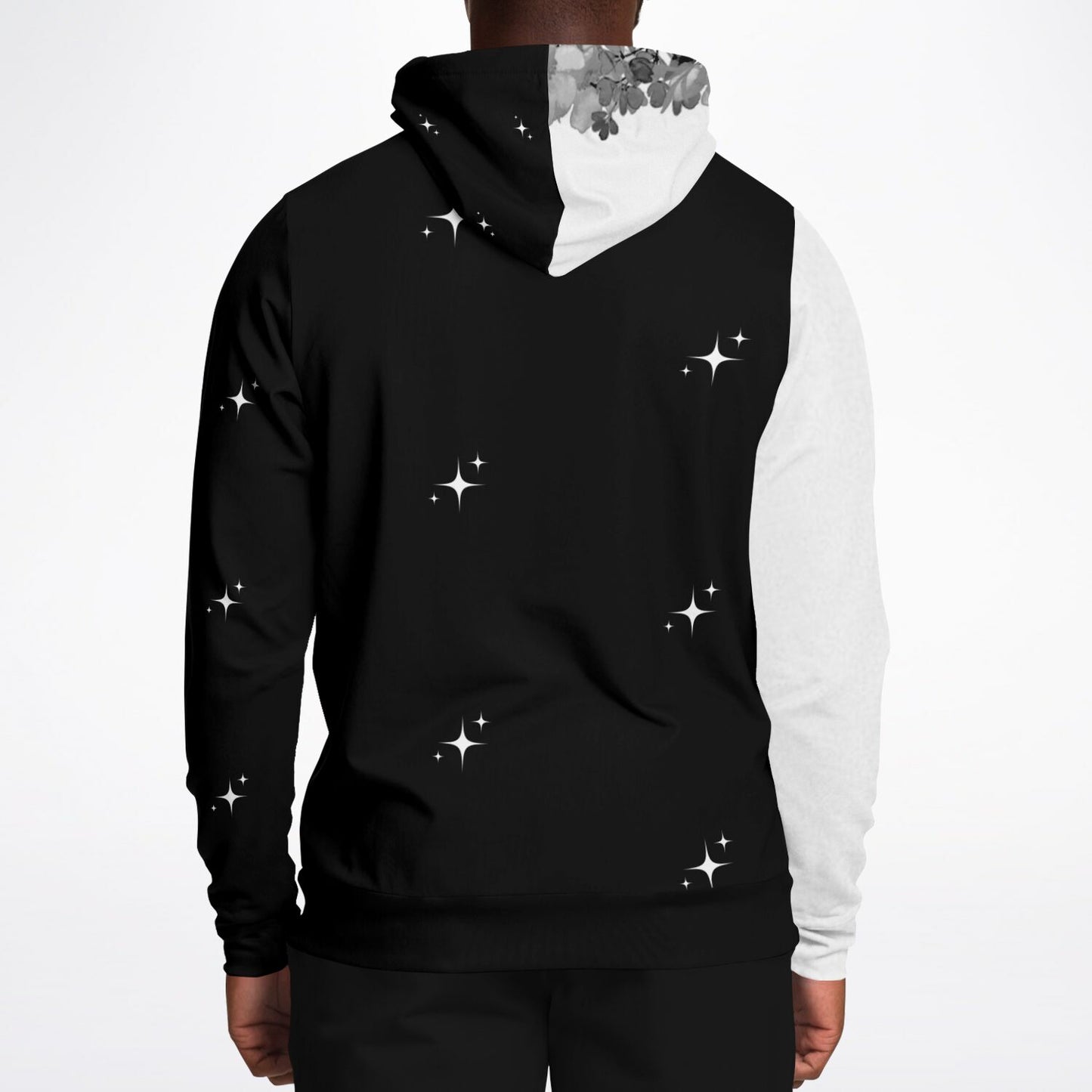 Athletic Hoodie - AOP Simple dark colored flower design