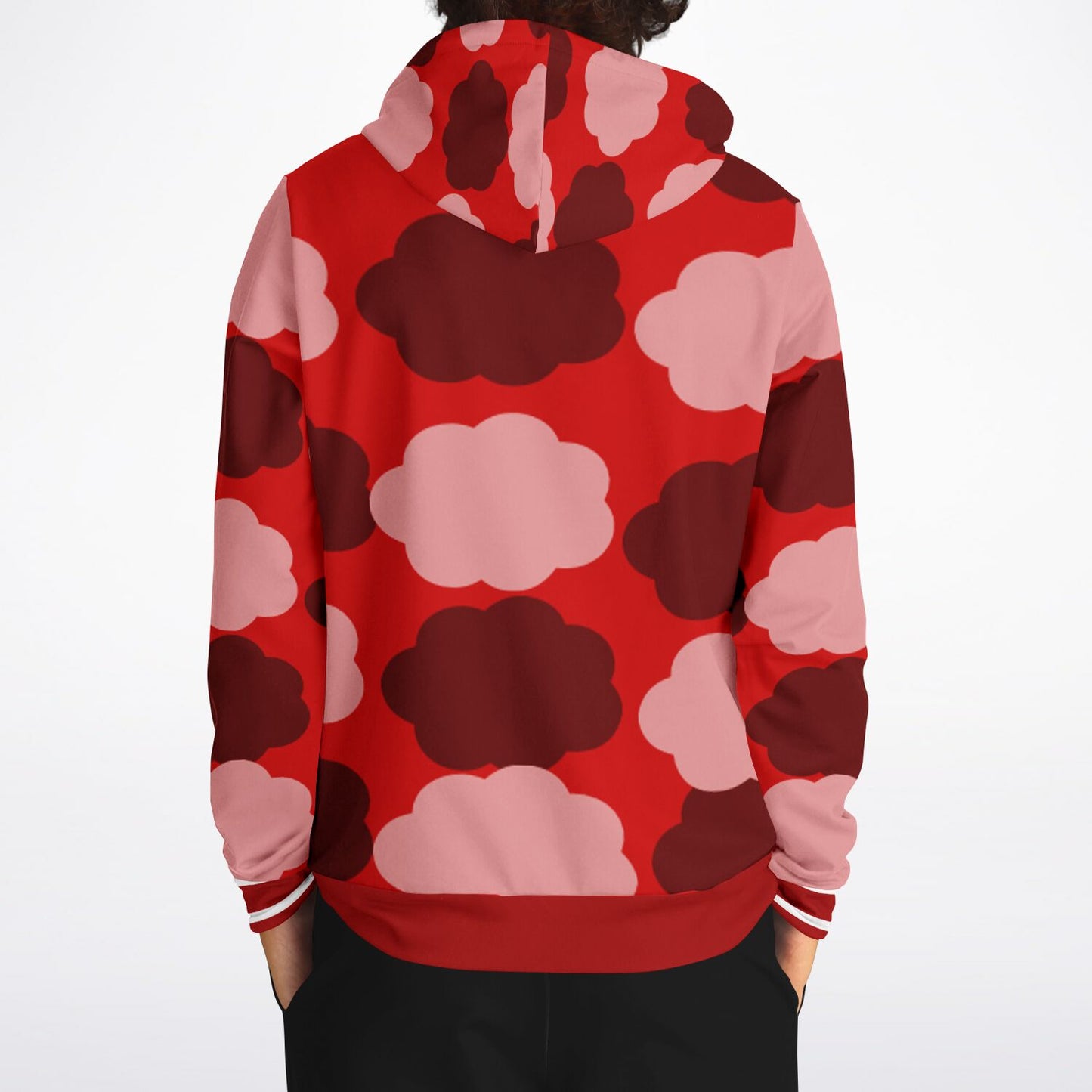 Athletic Hoodie - AOP dark red patterns