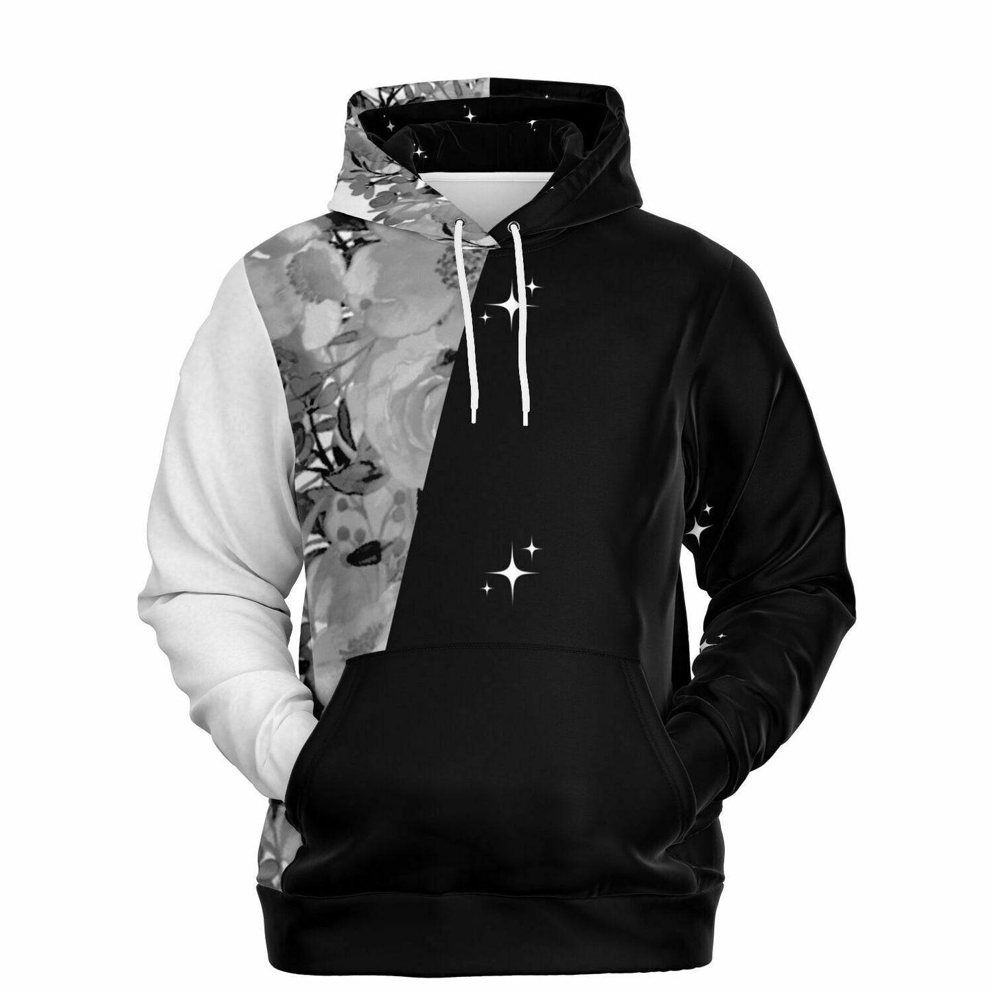 Athletic Hoodie - AOP Simple dark colored flower design