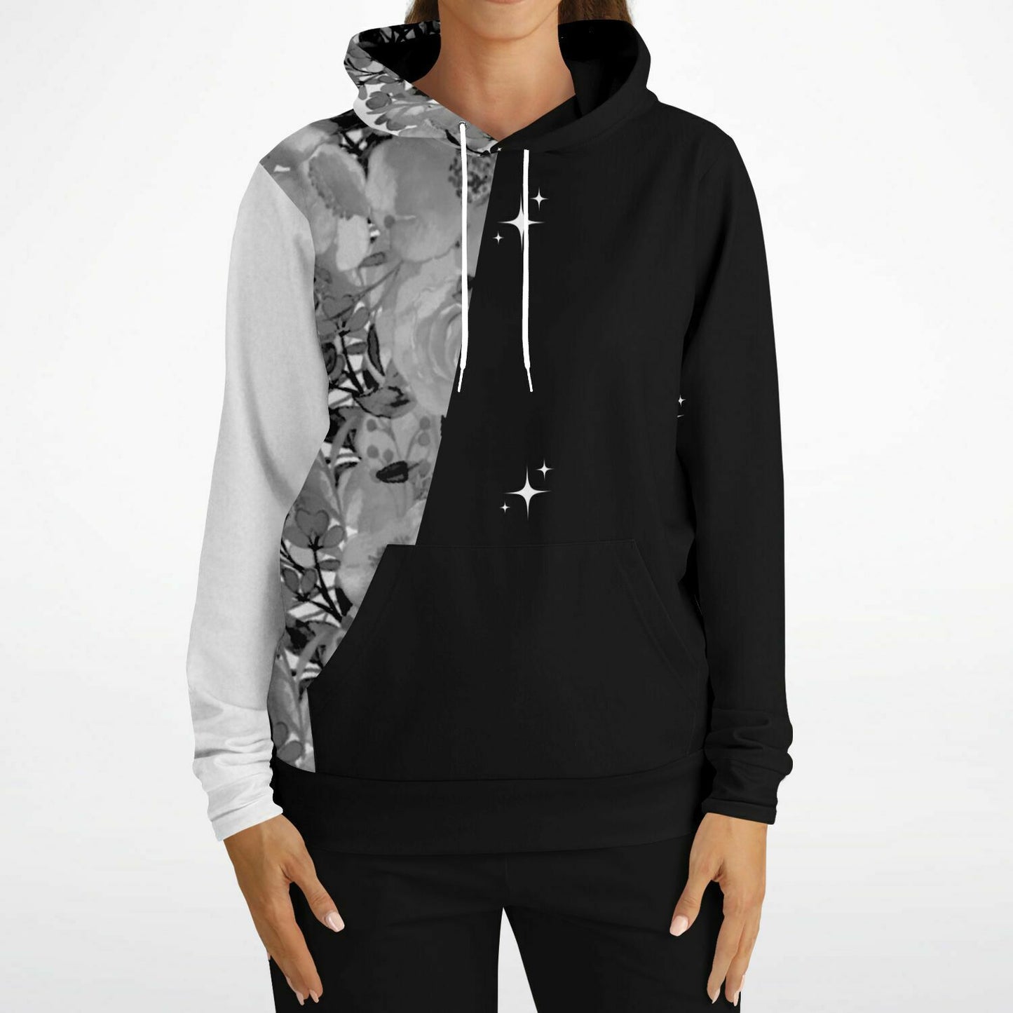 Athletic Hoodie - AOP Simple dark colored flower design