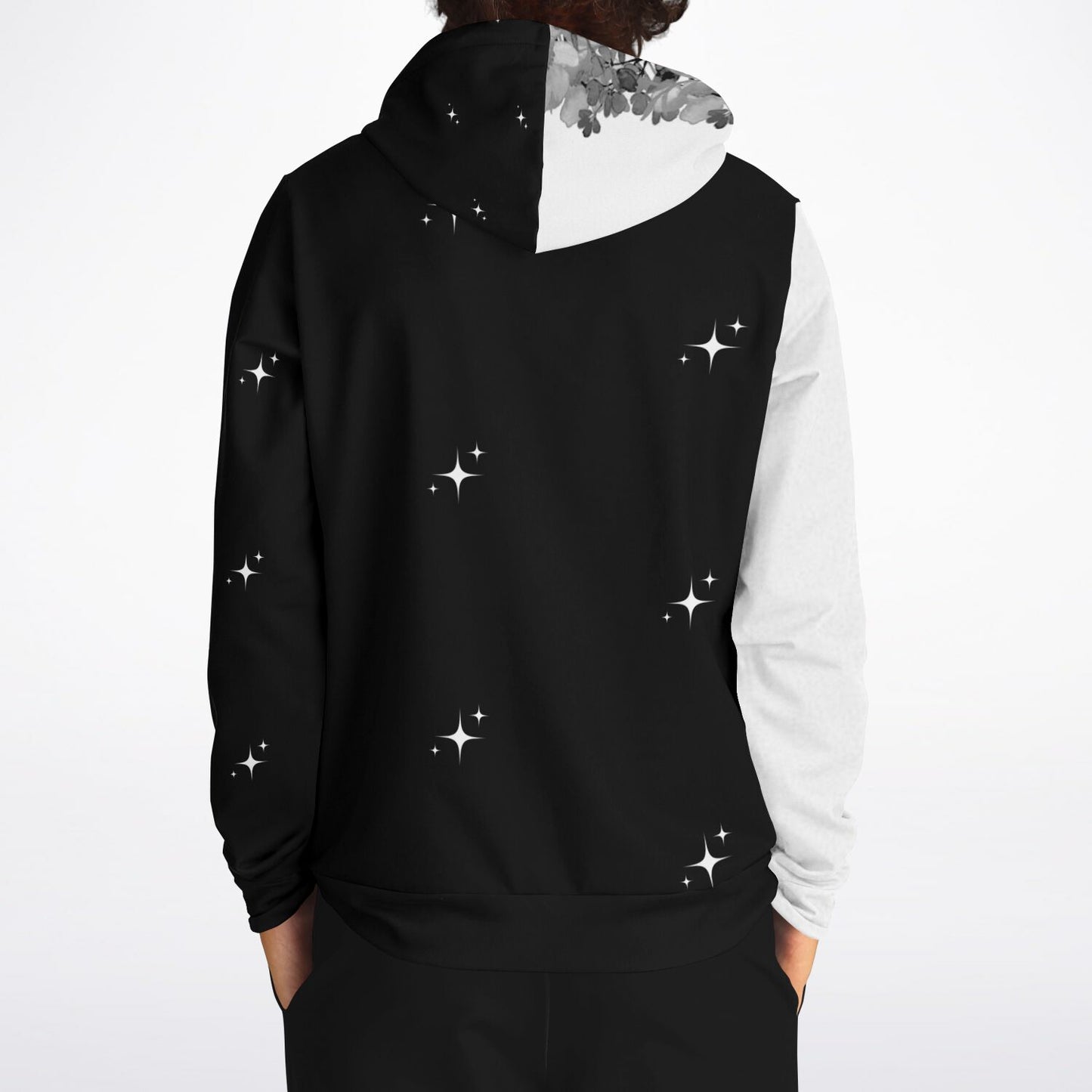 Athletic Hoodie - AOP Simple dark colored flower design