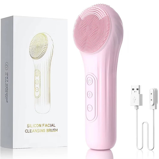 Beauty Silicone Electric Facial Cleansing Brush Home Use Face Massager Deep Clean Pores Skin Care Tool Vibration Heat Massager