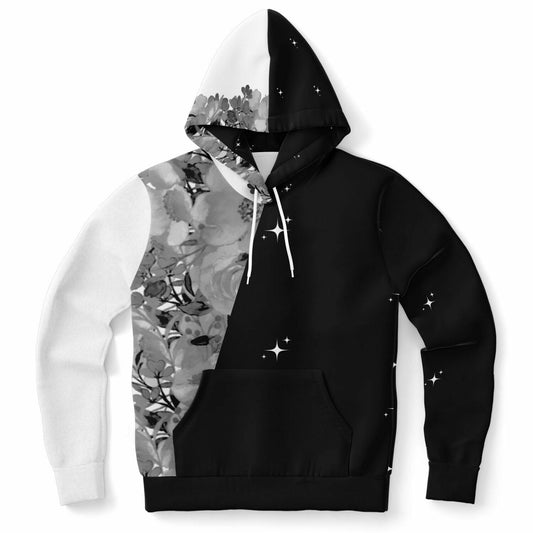 Athletic Hoodie - AOP Simple dark colored flower design