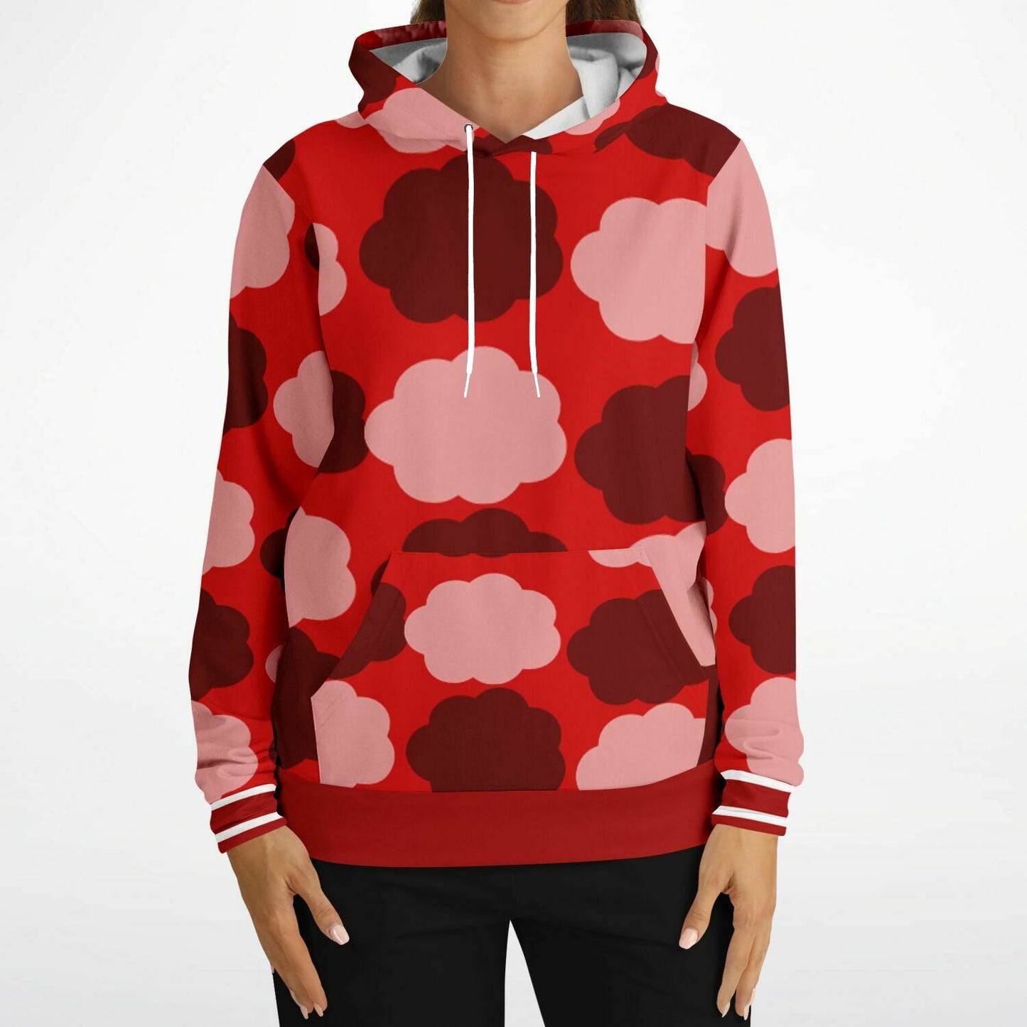 Athletic Hoodie - AOP dark red patterns