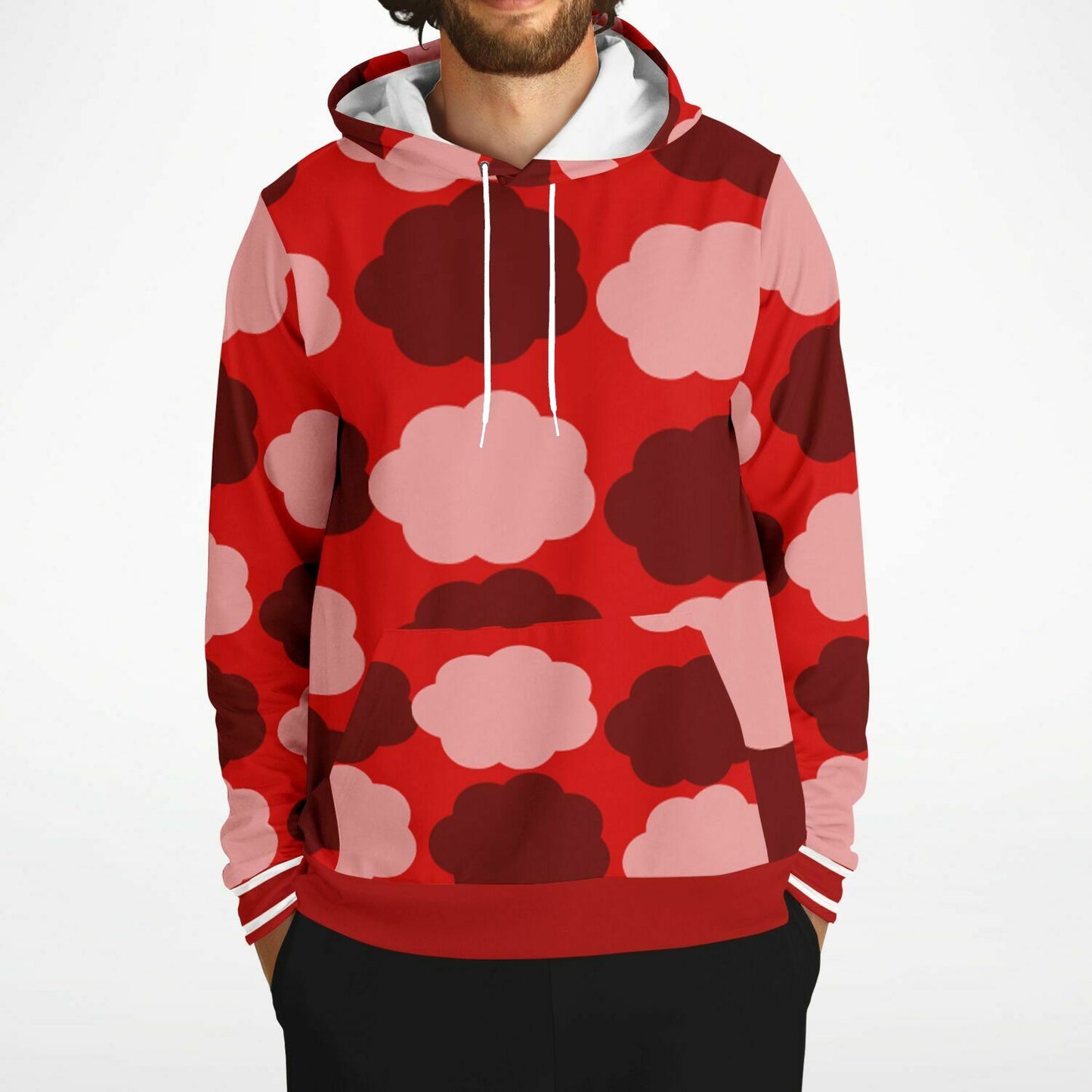 Athletic Hoodie - AOP dark red patterns