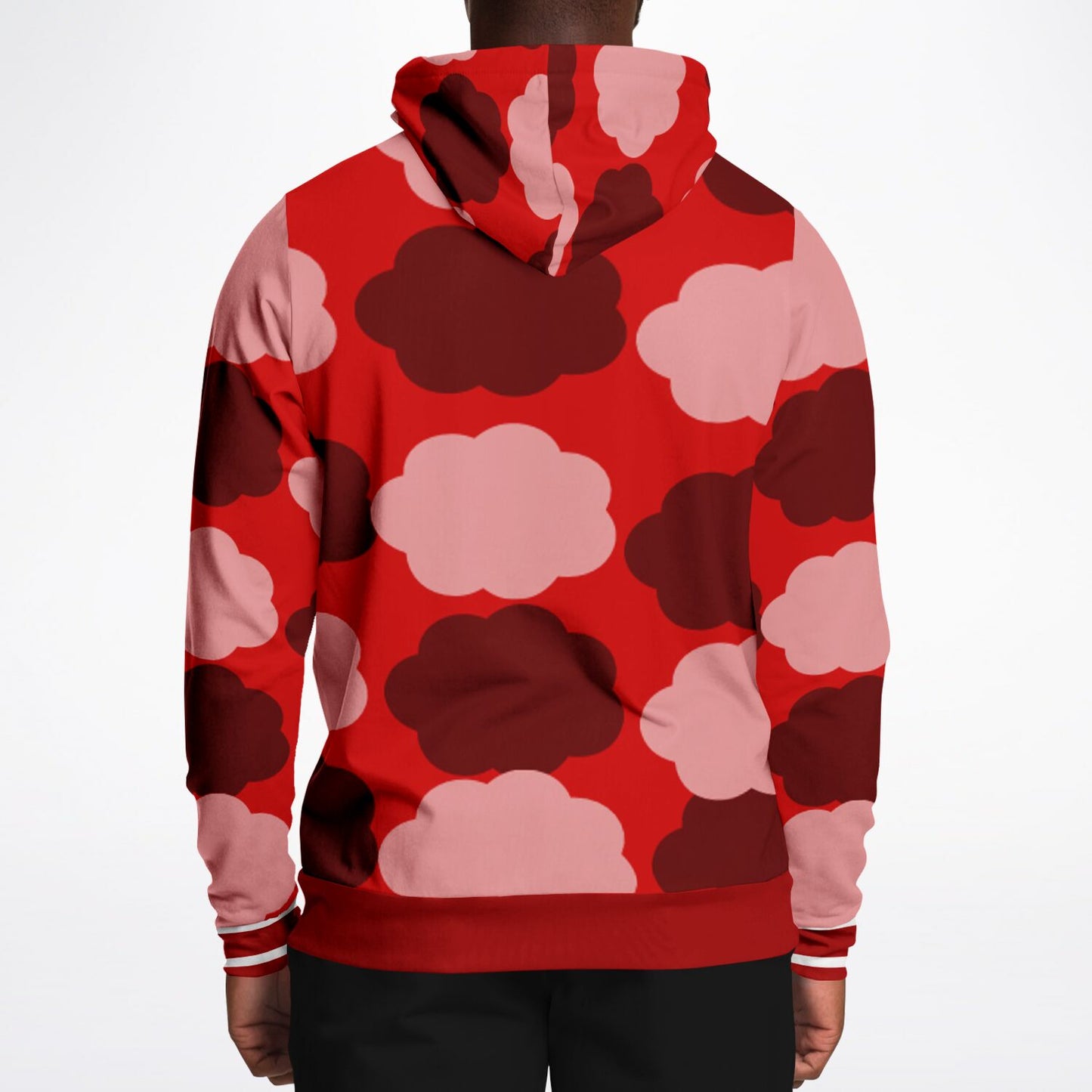 Athletic Hoodie - AOP dark red patterns