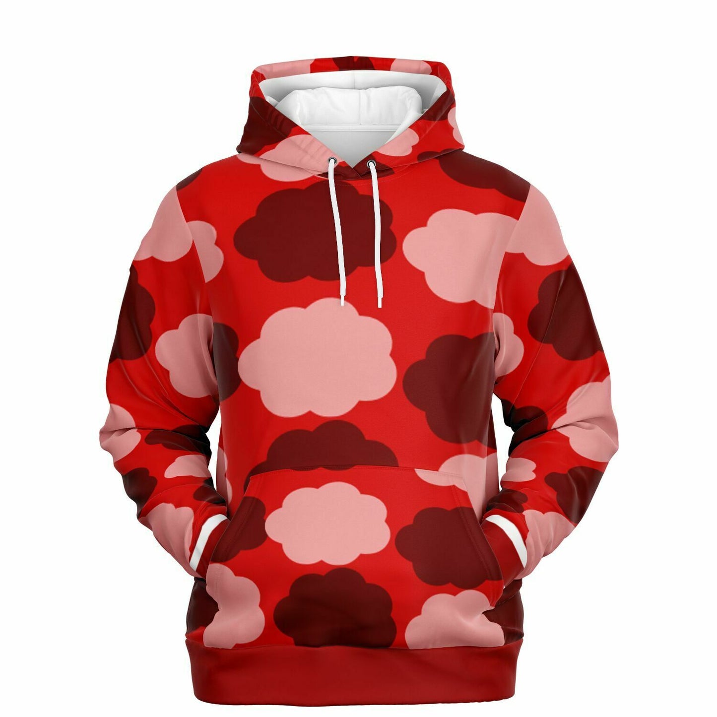 Athletic Hoodie - AOP dark red patterns