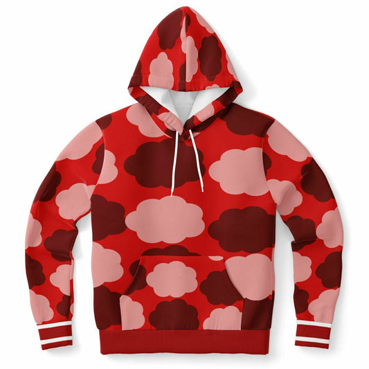 Athletic Hoodie - AOP dark red patterns