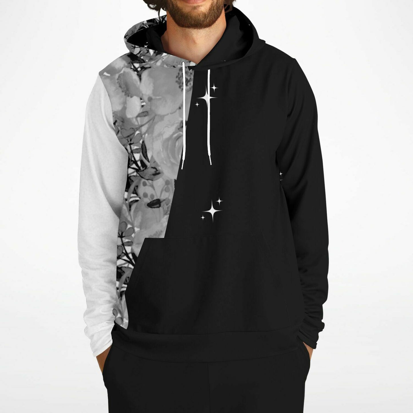 Athletic Hoodie - AOP Simple dark colored flower design